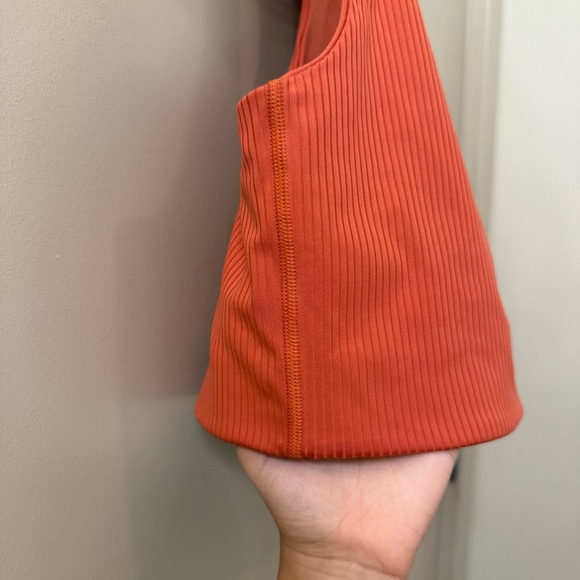 Girlfriend Collective Ribbed Dylan Tank Bra High Neck Size small in orange - Picture 5 of 9